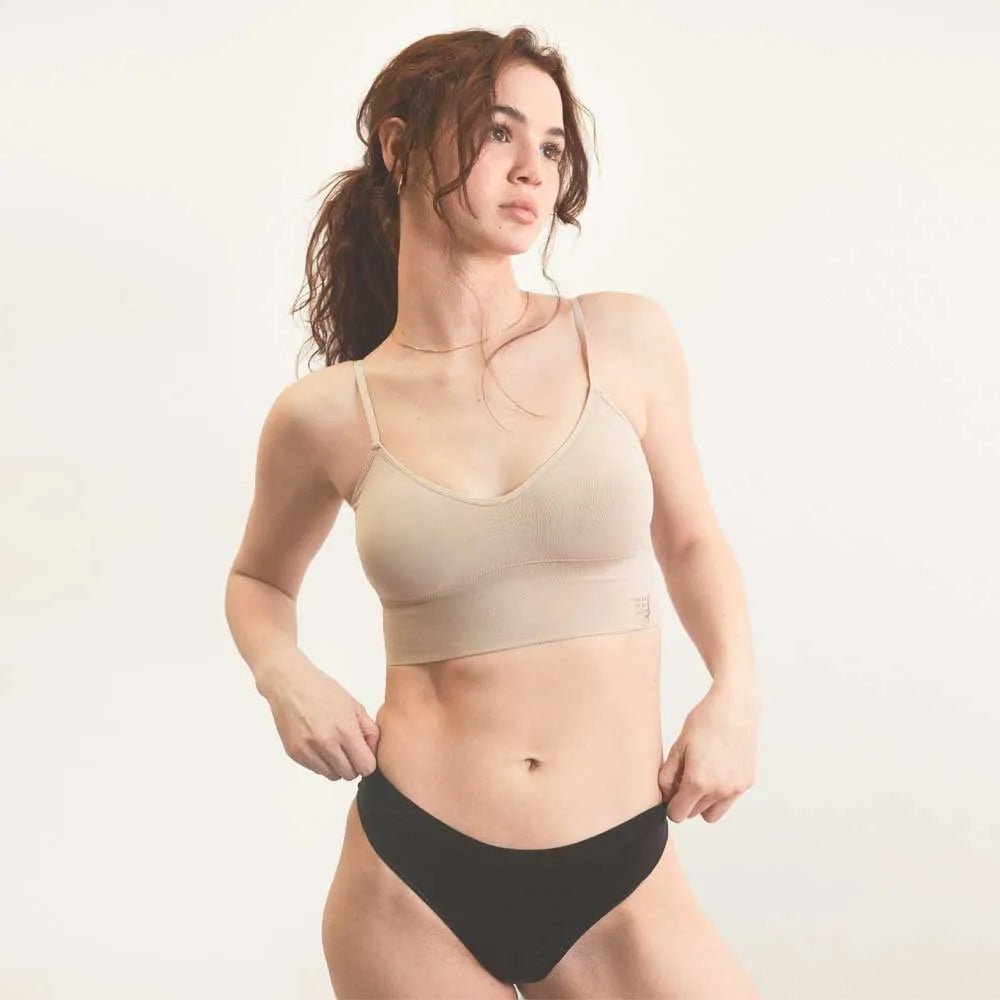 EVERYDAY LONGLINE CAMI BRA Top Bralette for teen girls and women, fits AA to DDD cup sizes. BRABAR tan 858992007527