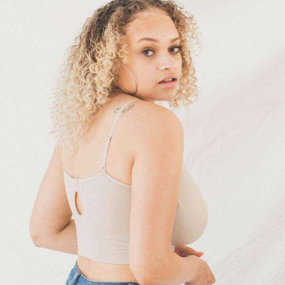 EVERYDAY LONGLINE CAMI BRA Top Bralette for teen girls and women, fits AA to DDD cup sizes. Comfort, style, and support Nude