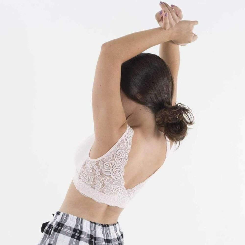 HUG COMFORTABLE AND STRETCHABLE LACE BRALETTE:
Supportive cream Sports Bra with lace back for tween and Teen girls A - D cup