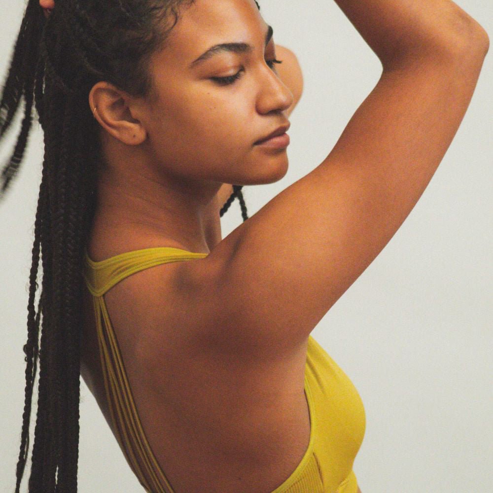 HUG STRAPPY HALTER BRA, BRABAR, SPORTS BRA. Bras for Tween and Teenage Girls. Teenager Bralettes Sports Bra, yellow