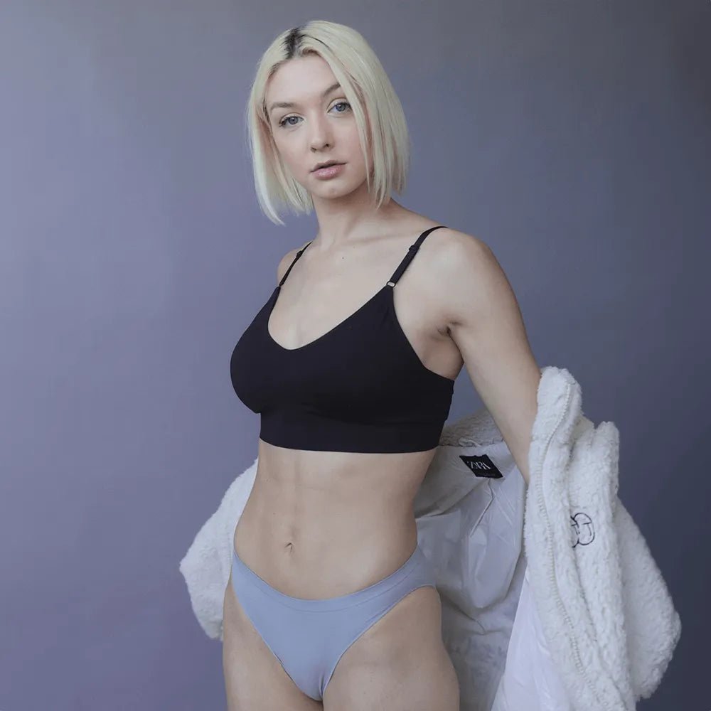 SOFT DAY BRA with BACK CLOSURE BRABAR. Super soft, supportive, wireless bra fits C, D, DD/E, DDD/F cup size women black bra