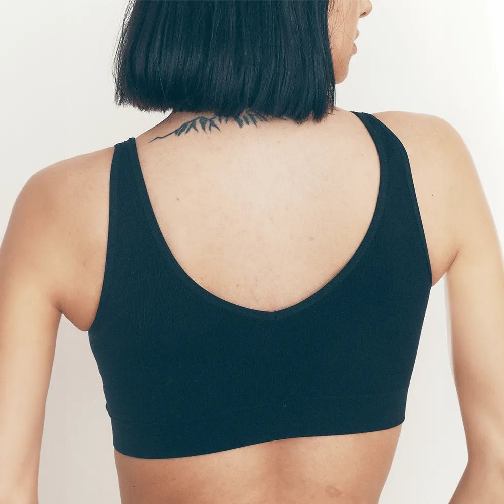 SOFT V CROP TOP BRALETTE LOUNGE BRA by BRABAR. Sports bralette, wireless bra fits A-D cup size best teenage bralette black