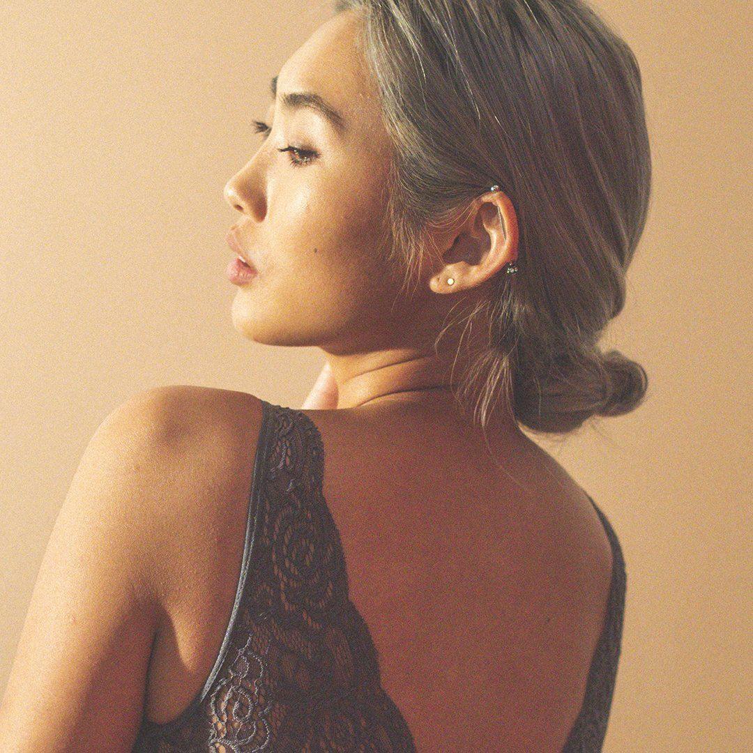 SOFT V LACE CROP BRALETTE by BRABAR. Reversible lace back bra top fits A, B, C, D, DD/E, DDD/F cup sizes. Best bralettes grey