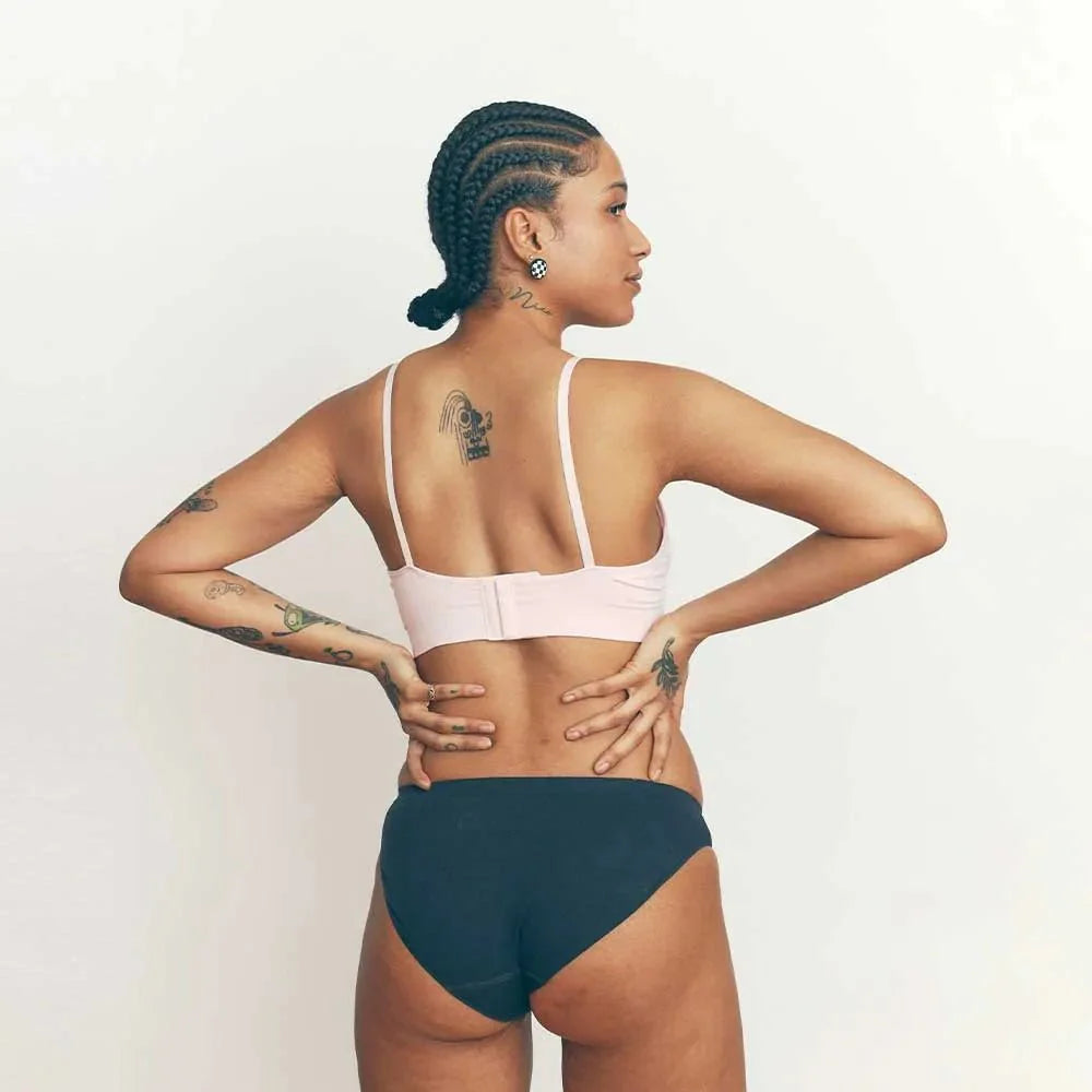 BRABAR hi-leg bikini underwear worn under fitted clothing, showing seamless invisible fit